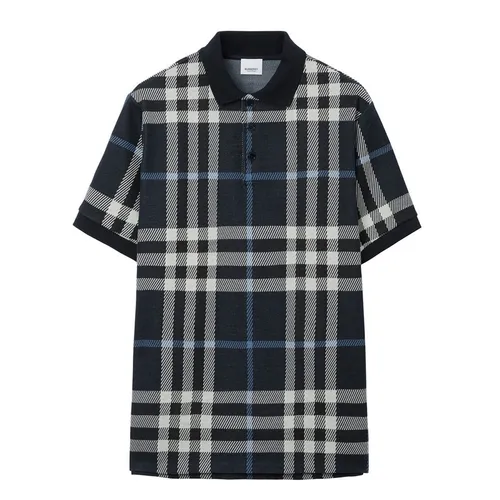 Áo Polo Nam Burberry Check Cotton Shirt 965417 Màu Xanh Navy